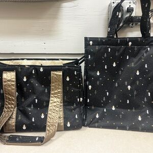 Lug Black and Gold Snowman Tote Set